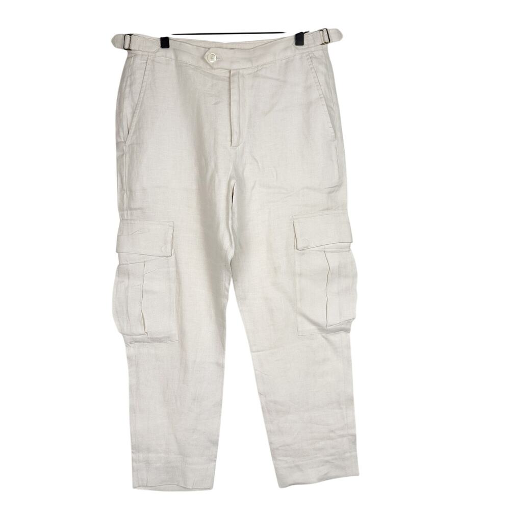 Banana Republic Heritage Expedition Linen Pant Slim Fit Cargo Trouser White - 8